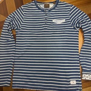Scotch & Soda Caliente Blue and White Striped Men's Henley